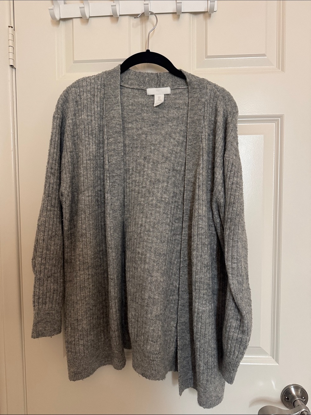 H&M Gray Open-Front Ribbed Women's Cardigan Sweater